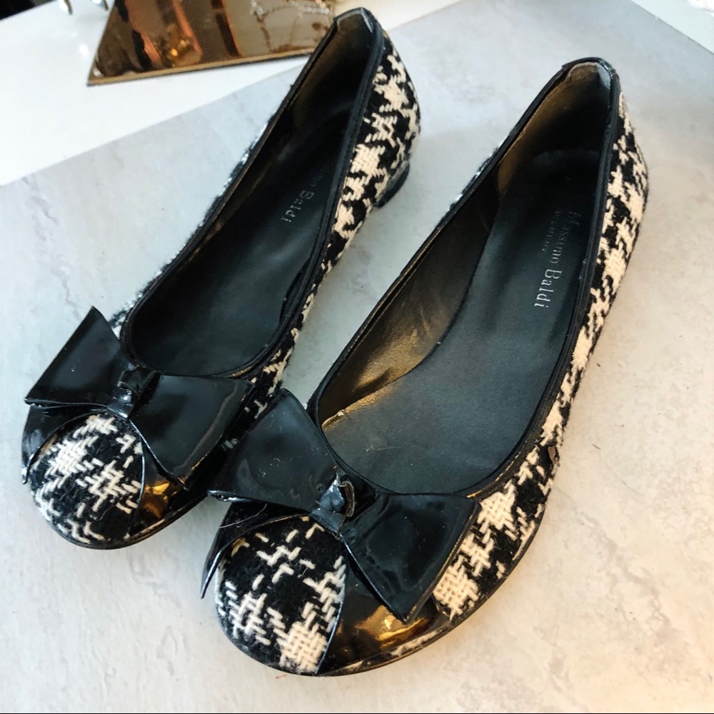 Massimo Baldi gingham flats with bow detail
